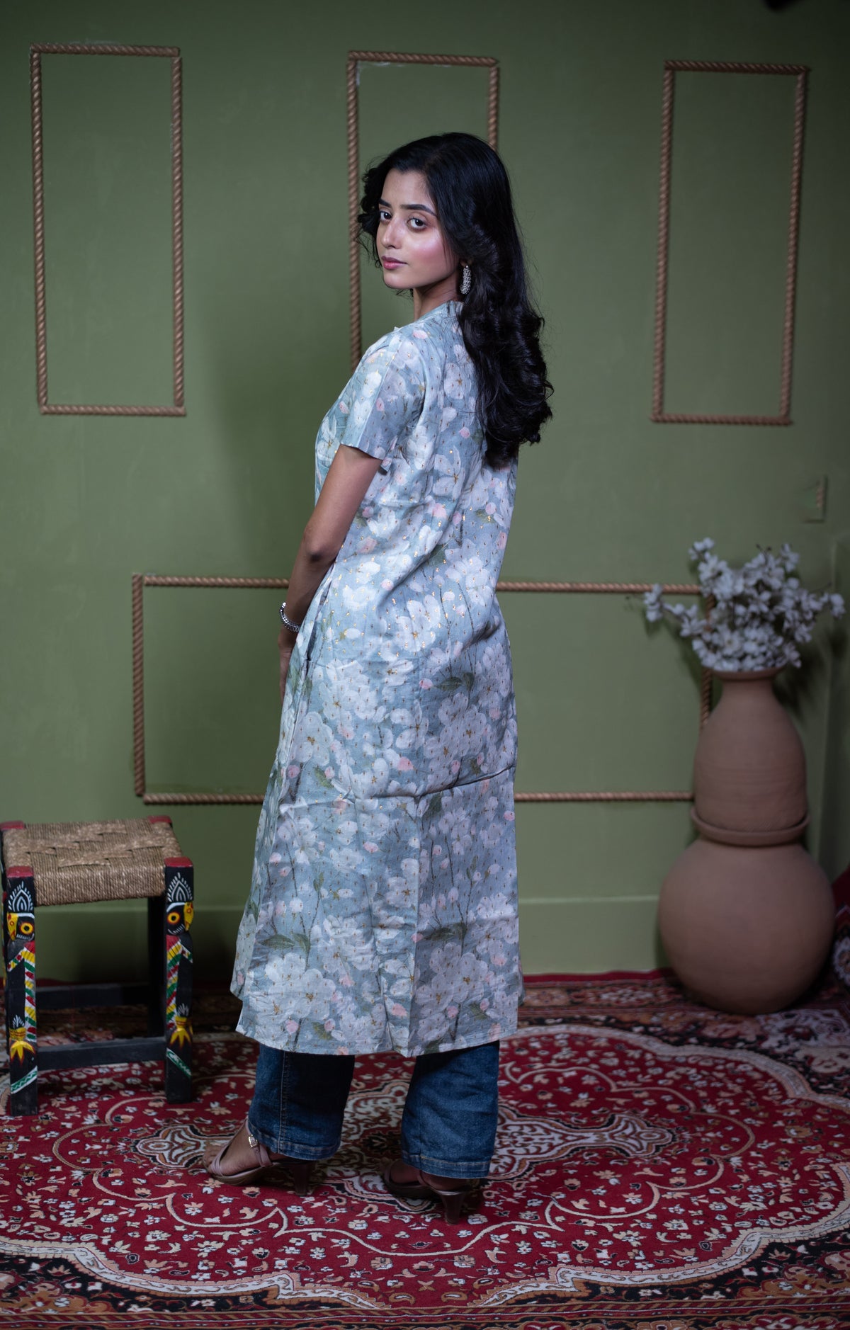 Kusum Midnight Tapestry – Cotton Jacquard One-Piece Dress