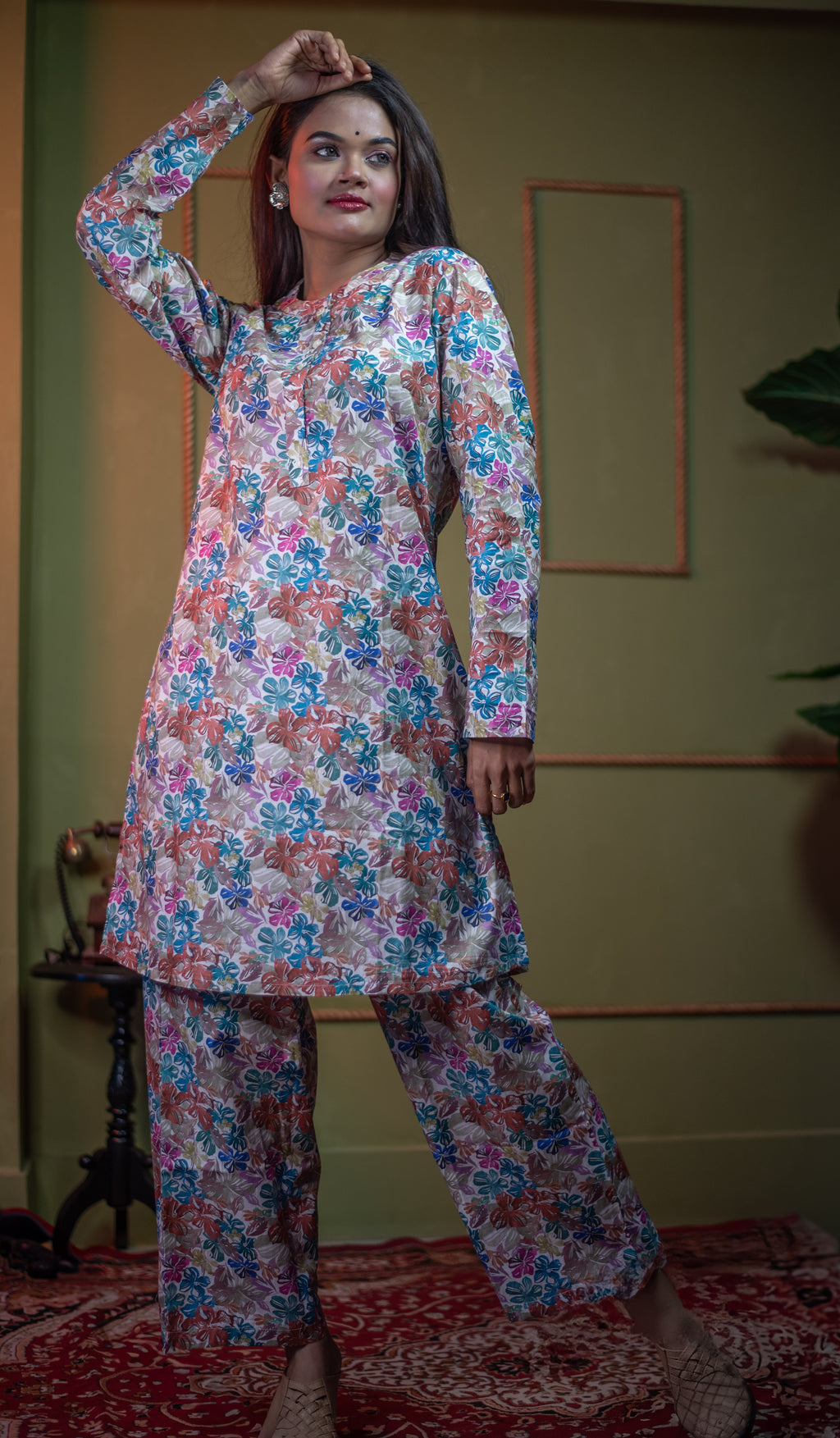 Kusum Painted Flora – Pure Cotton Modal Co-Ord Set