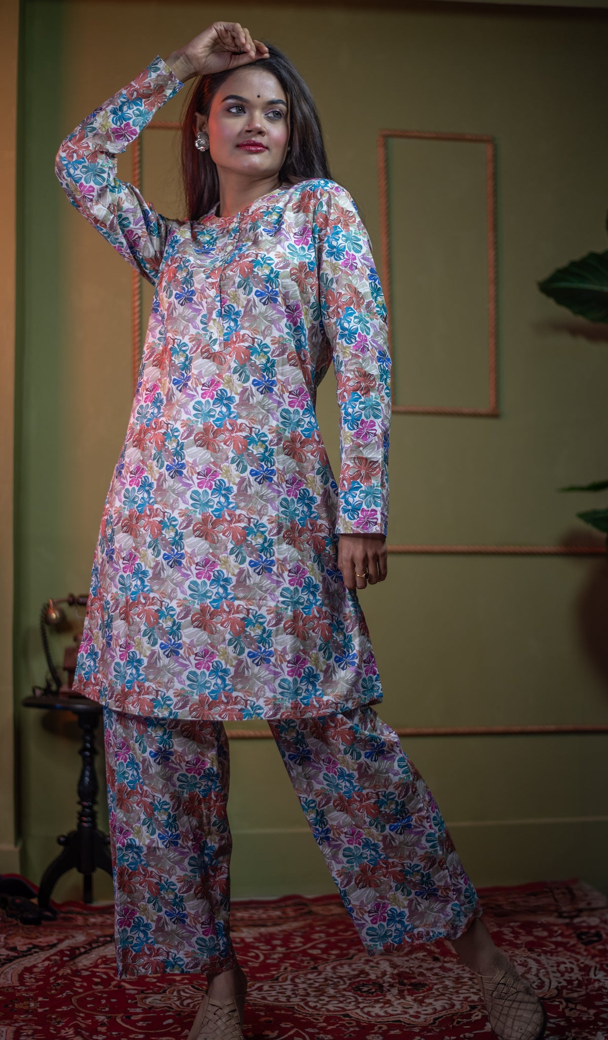 Kusum Painted Flora – Pure Cotton Modal Co-Ord Set