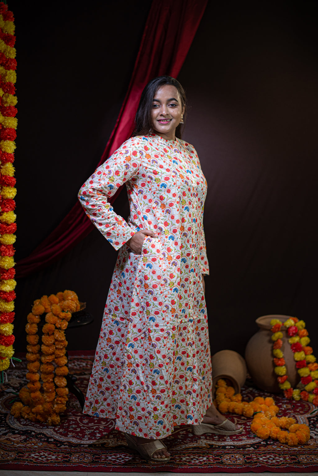 The Kusum Painted Trellis Long Dress