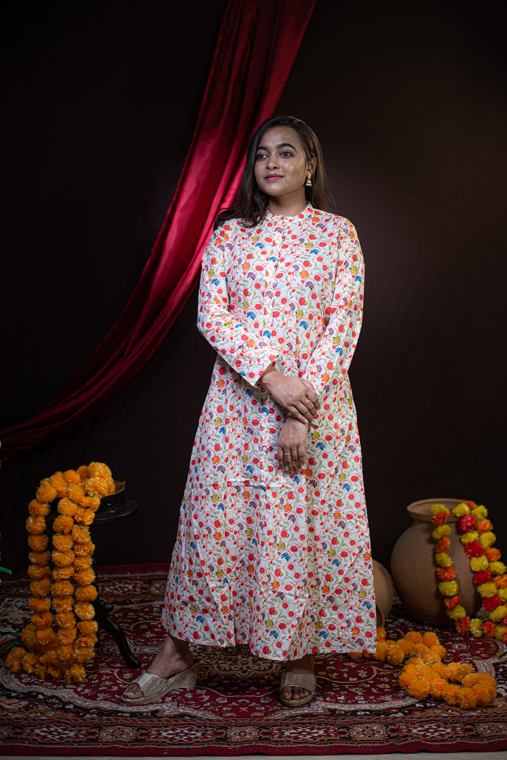 The Kusum Painted Trellis Long Dress