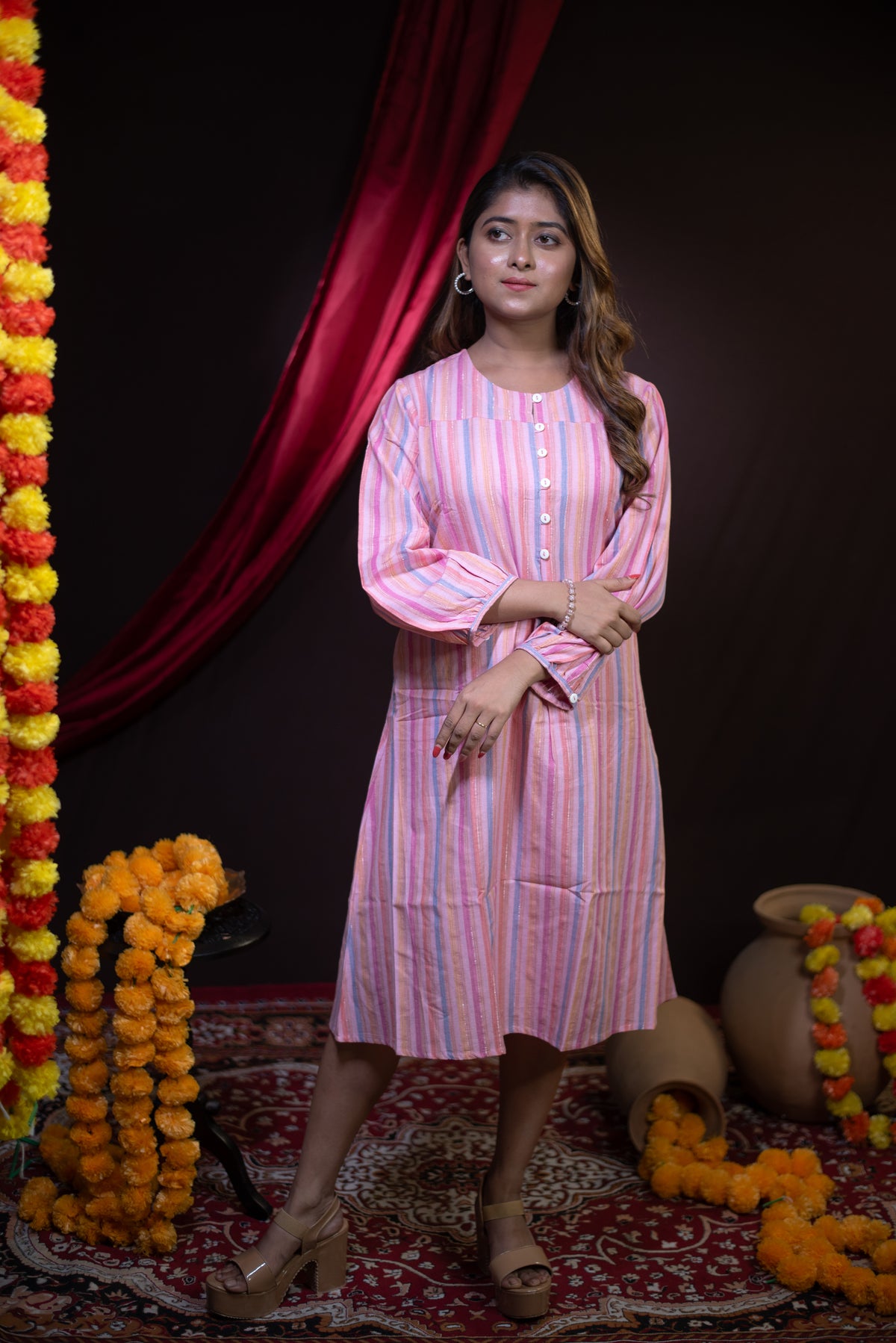 The Kusum Pastel Prism Striped Dress