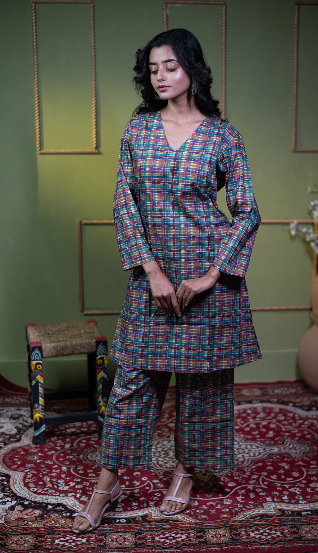 Aindri Jewel Plaid – Pure Cotton Two-Piece Co-Ord Set