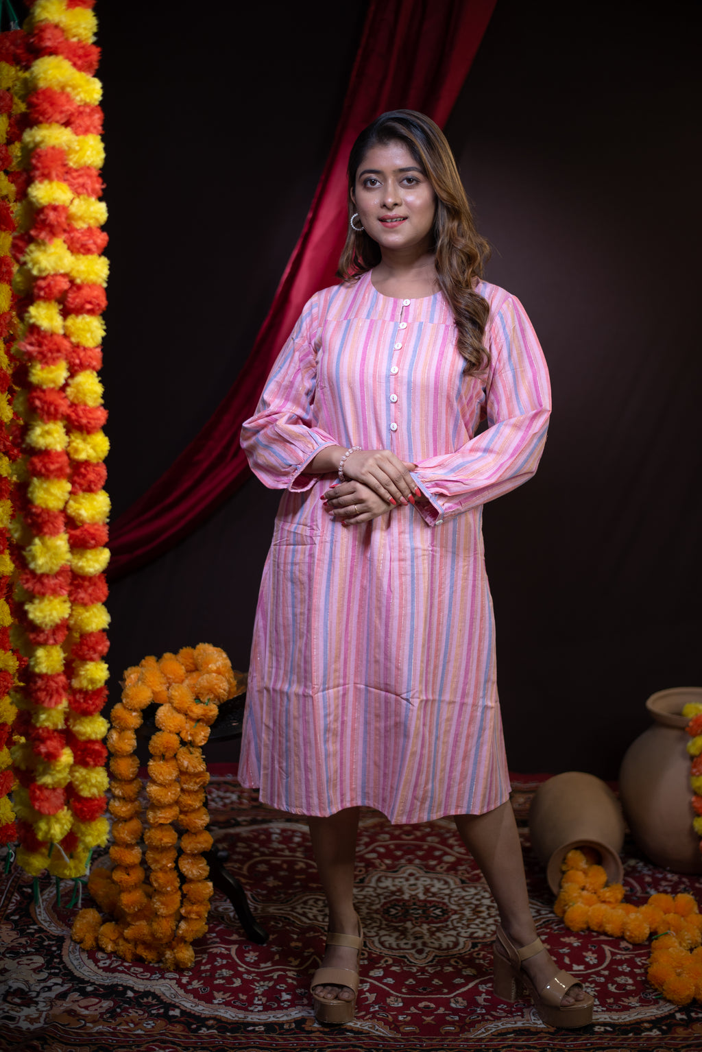 The Kusum Pastel Prism Striped Dress