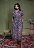 Aindri Mosaic Tapestry – Pure Cotton Arch-Print Shift Dress