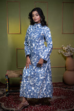 Kusum Indigo Bloom – Pure Cotton Long Shirt Dress