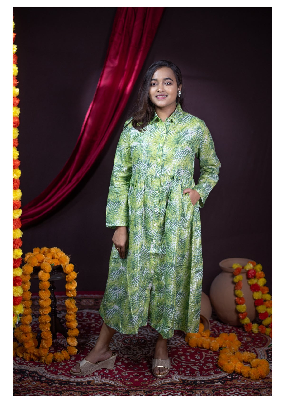 The Kusum Botanical Breeze Shirt Dress