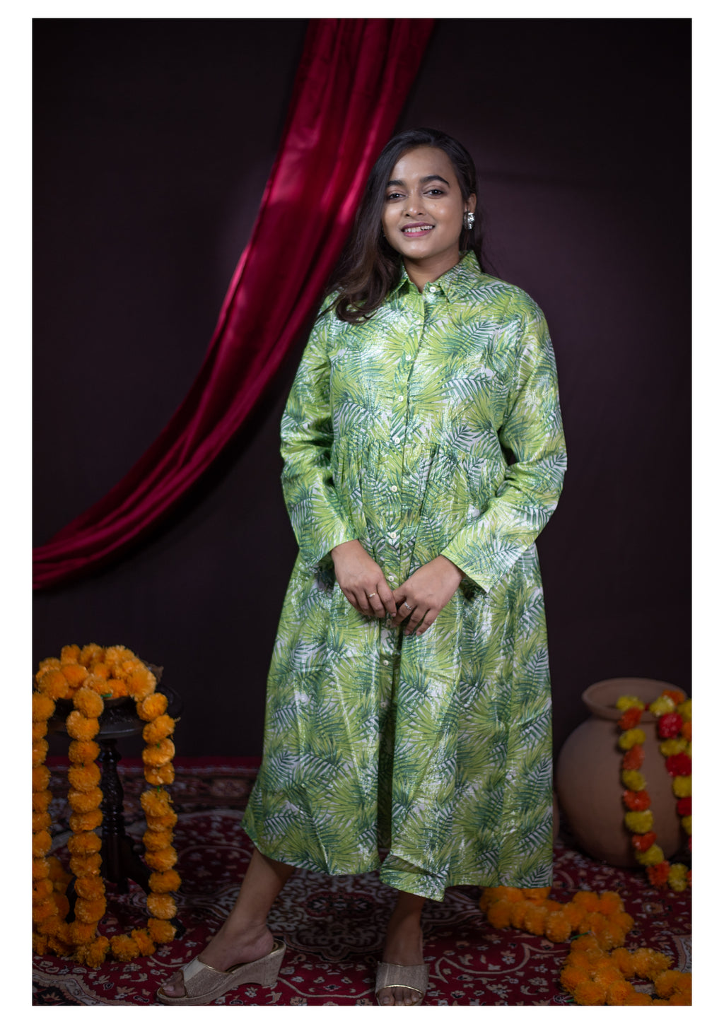 The Kusum Botanical Breeze Shirt Dress