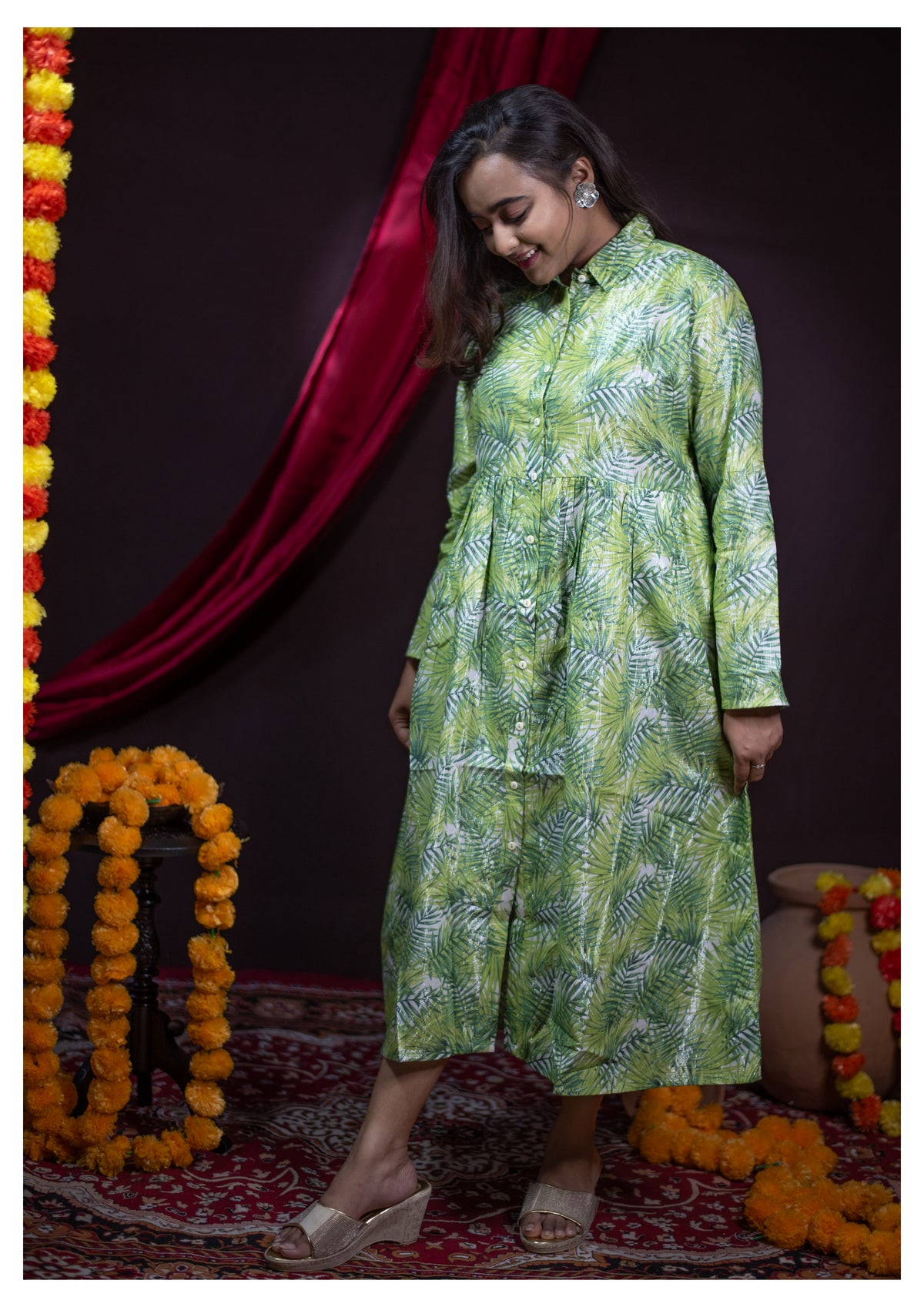 The Kusum Botanical Breeze Shirt Dress