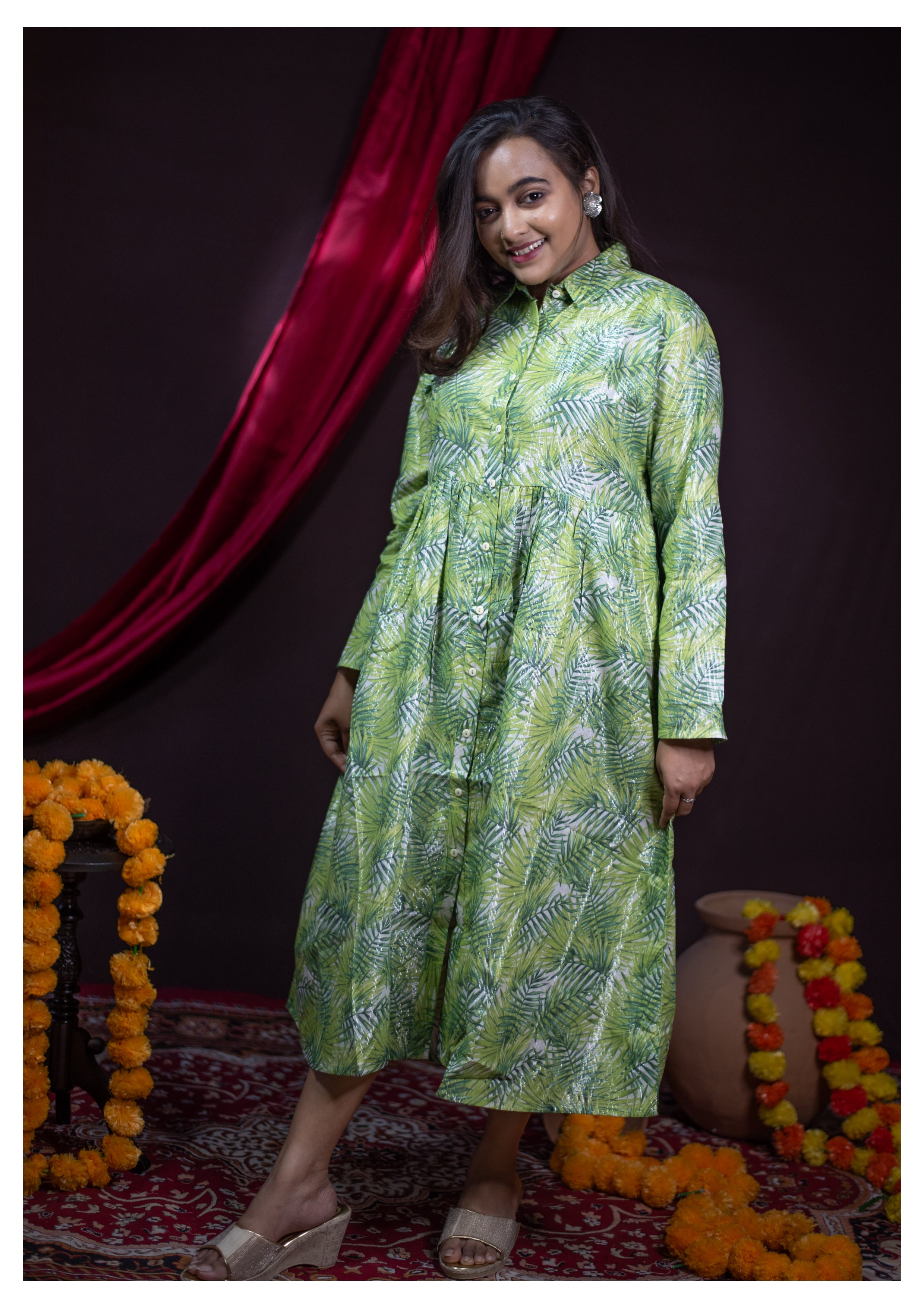 The Kusum Botanical Breeze Shirt Dress