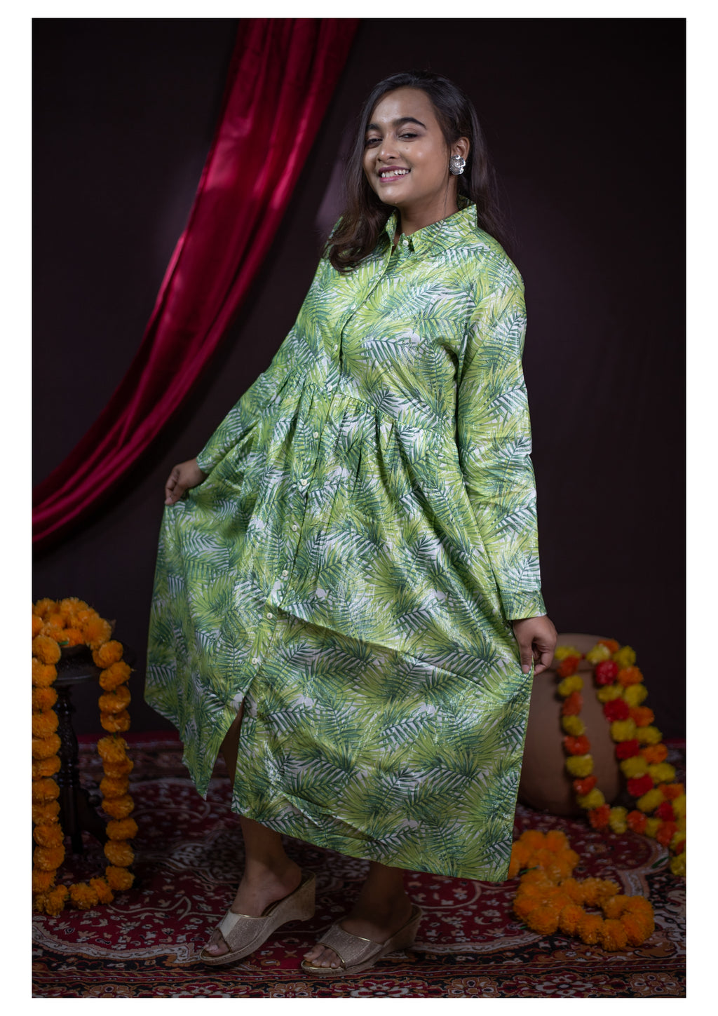 The Kusum Botanical Breeze Shirt Dress