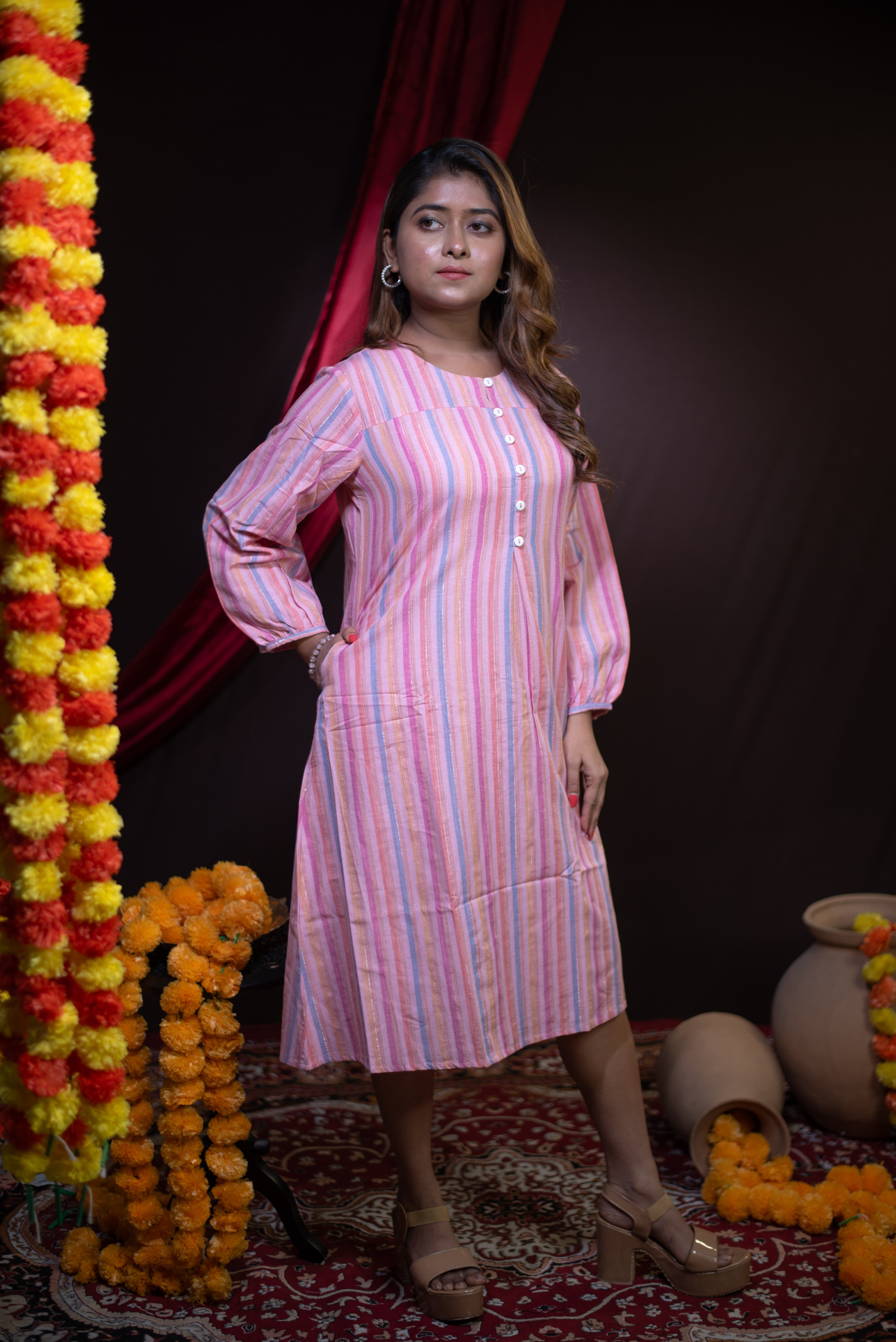 The Kusum Pastel Prism Striped Dress