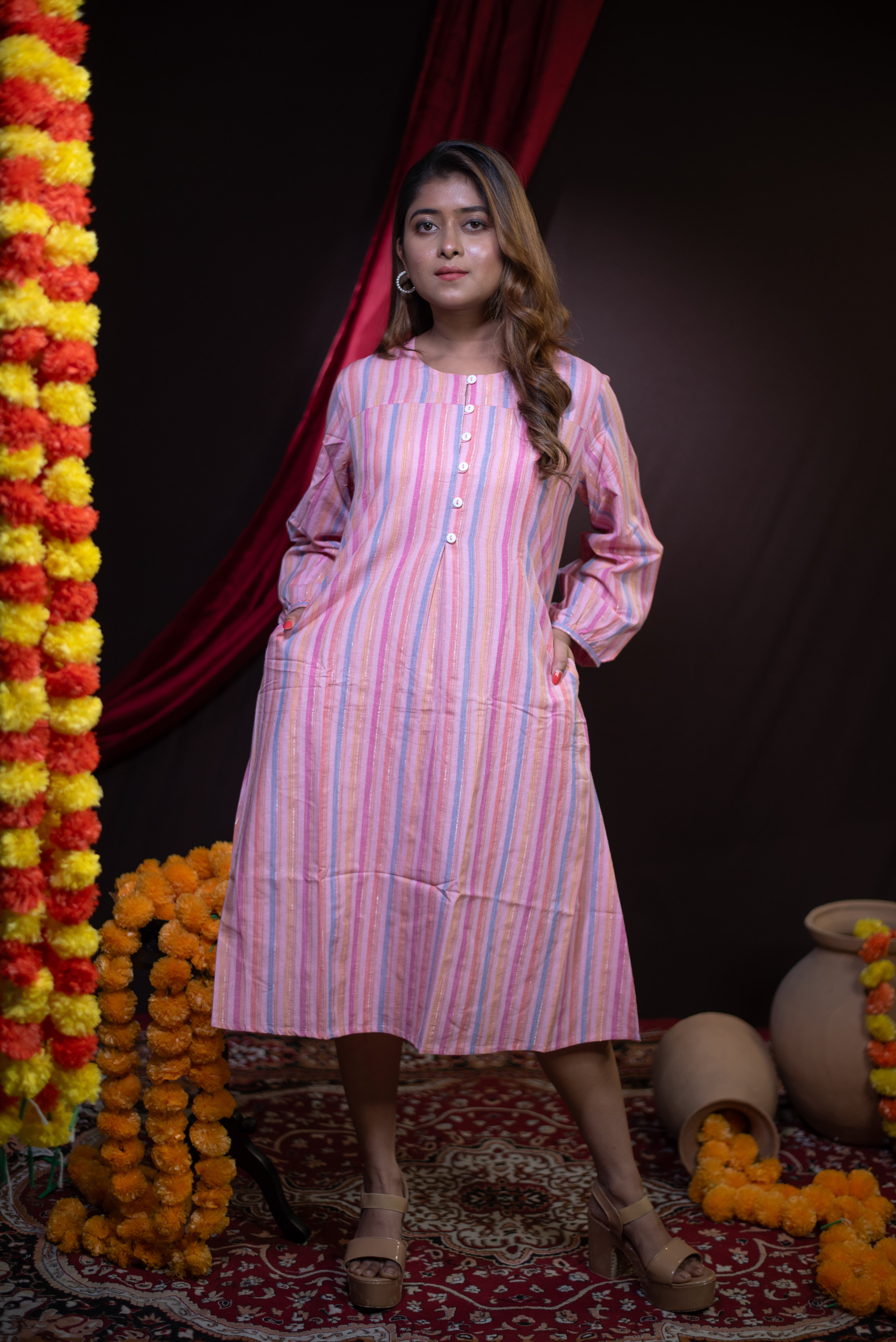 The Kusum Pastel Prism Striped Dress