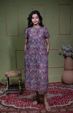 Aindri Mosaic Tapestry – Pure Cotton Arch-Print Shift Dress