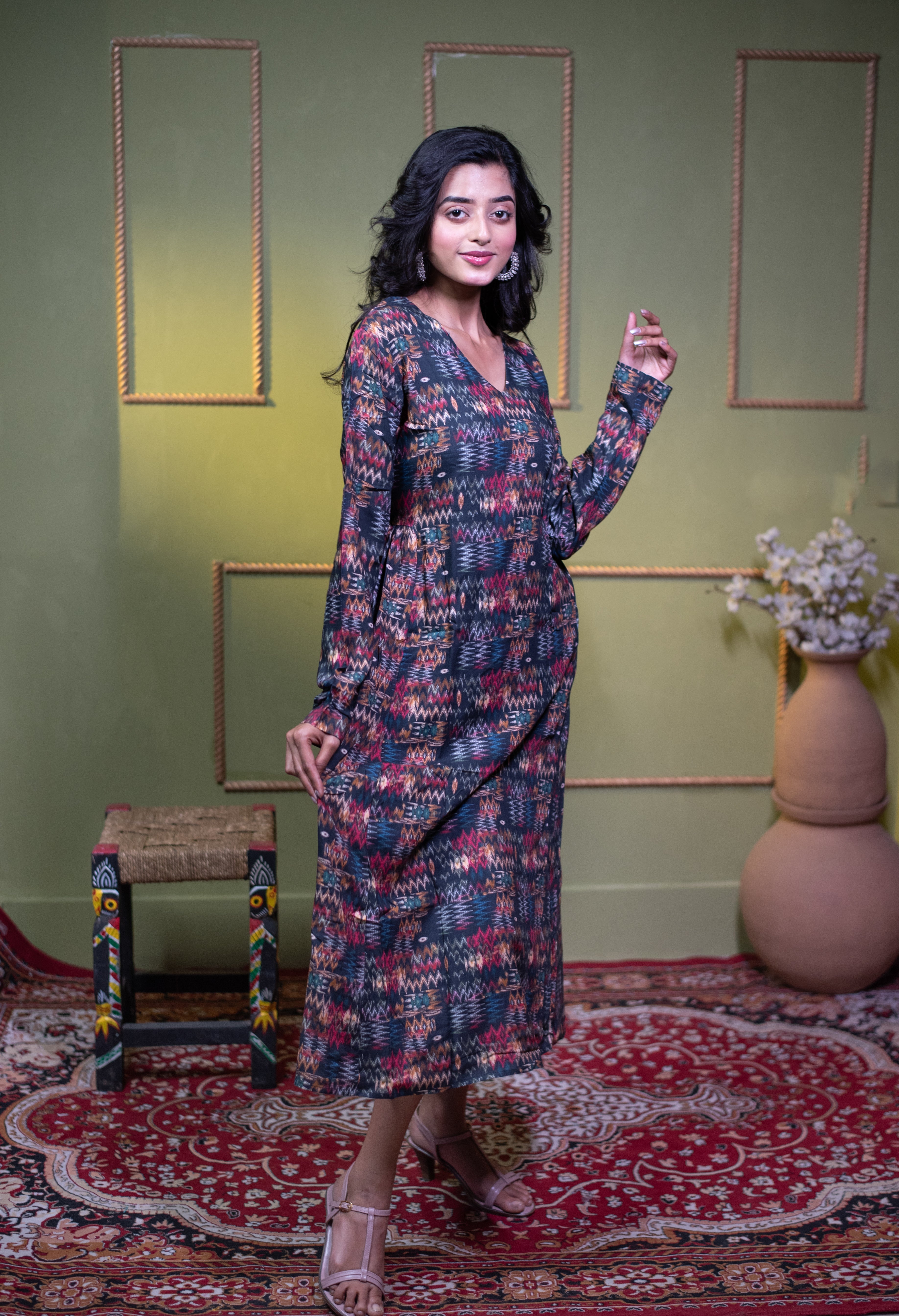 The Aindri Jewel Tapestry A-Line Dress