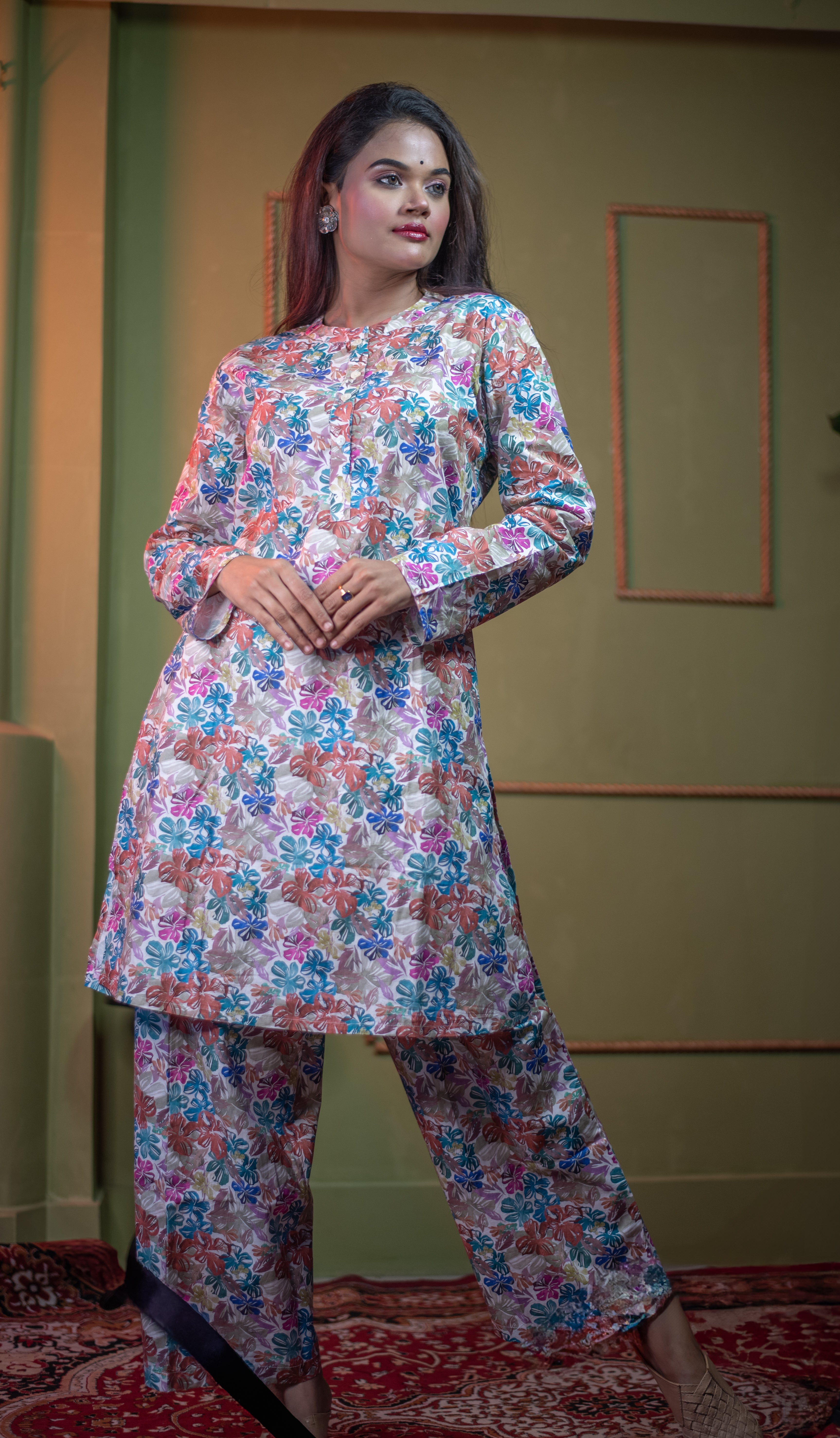 Kusum Painted Flora – Pure Cotton Modal Co-Ord Set
