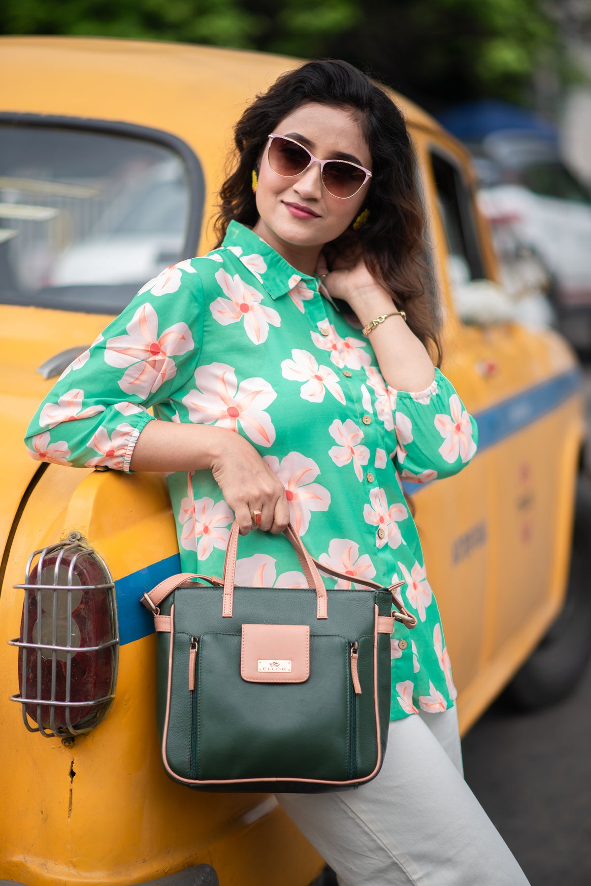 Kusum Mint Blossom – Pure Cotton Floral Shirt Top