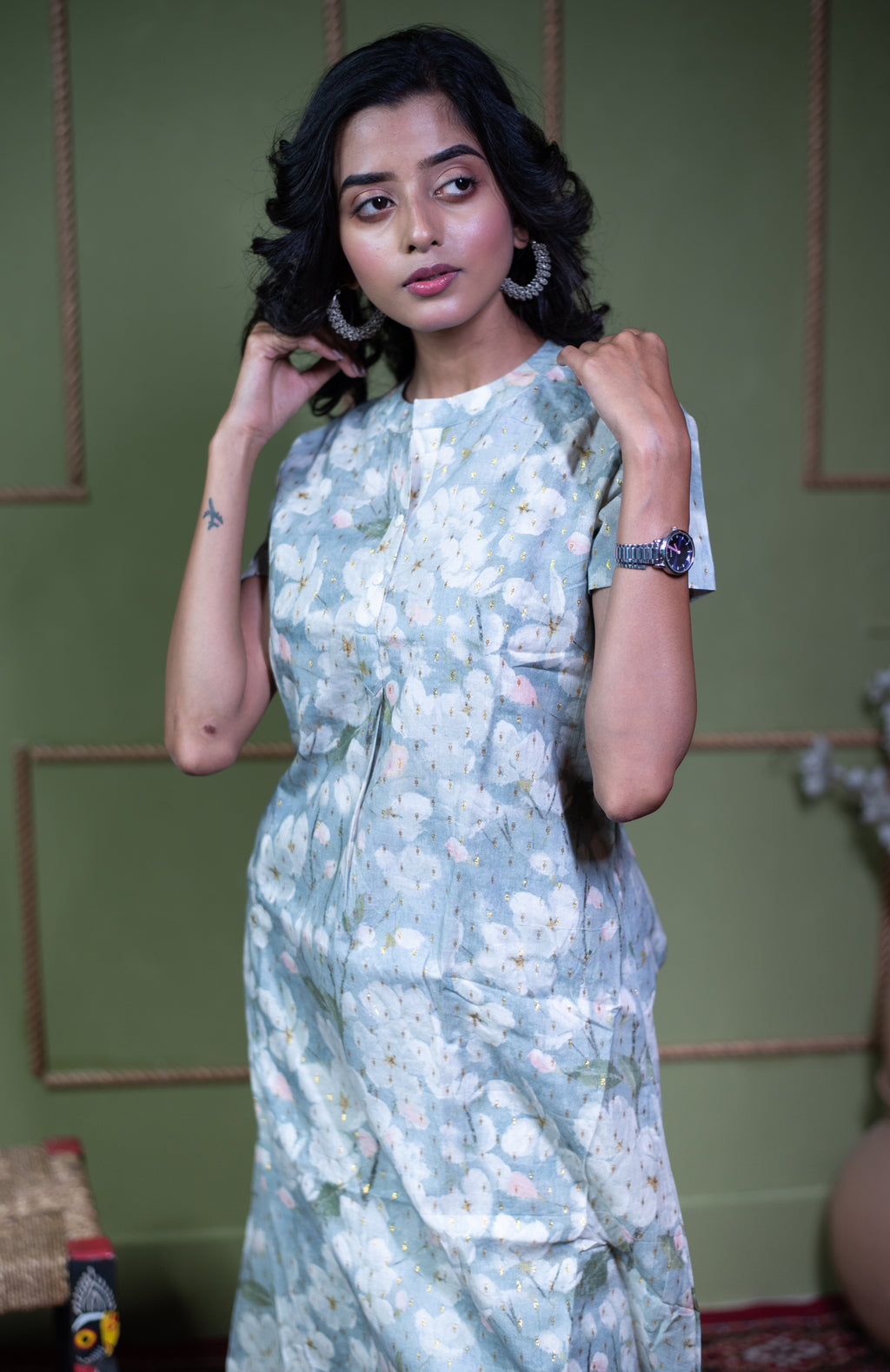 Kusum Midnight Tapestry – Cotton Jacquard One-Piece Dress