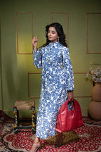 Kusum Indigo Bloom – Pure Cotton Long Shirt Dress