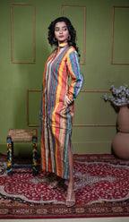 Aindri Chromatic Stripe Long Shirt Dress