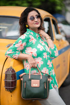 Kusum Mint Blossom – Pure Cotton Floral Shirt Top