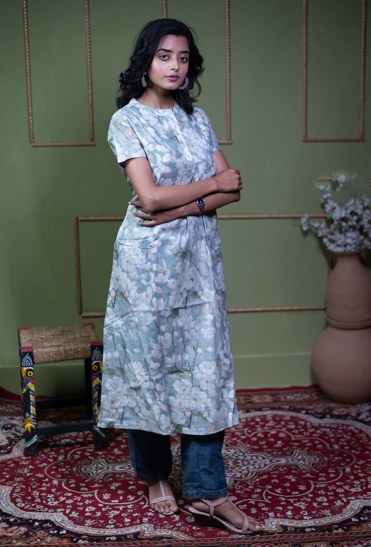 Kusum Midnight Tapestry – Cotton Jacquard One-Piece Dress