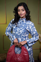 Kusum Indigo Bloom – Pure Cotton Long Shirt Dress