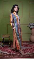 Aindri Chromatic Stripe Long Shirt Dress