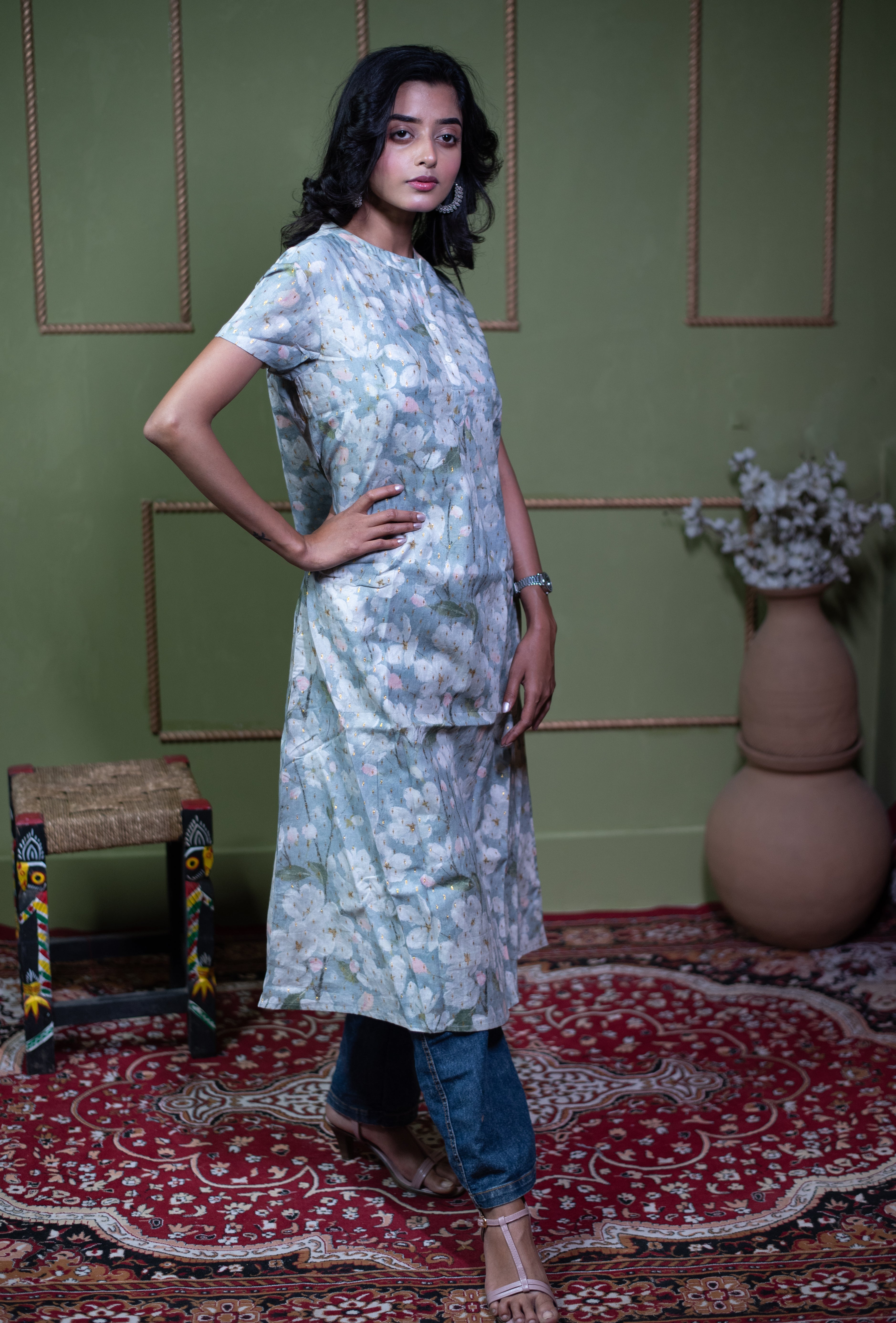 Kusum Midnight Tapestry – Cotton Jacquard One-Piece Dress