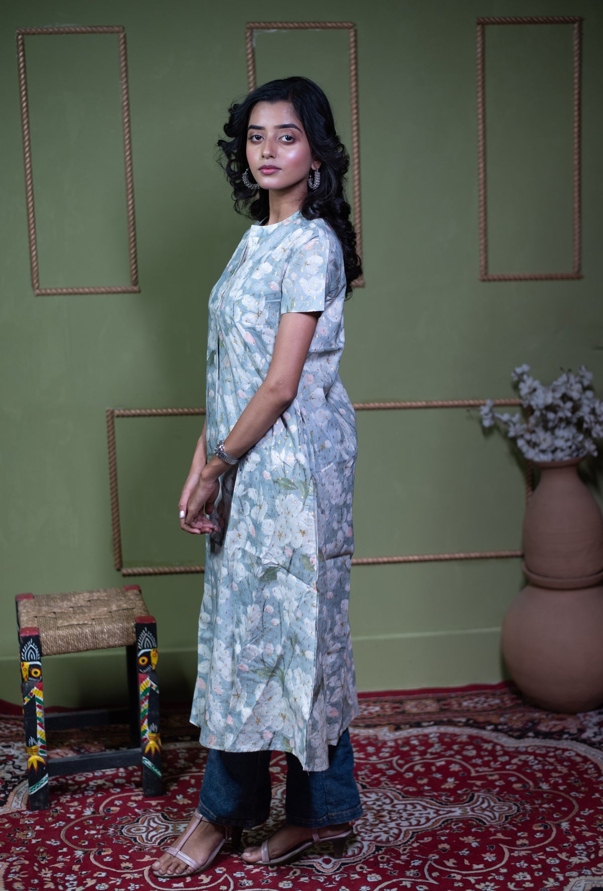 Kusum Midnight Tapestry – Cotton Jacquard One-Piece Dress