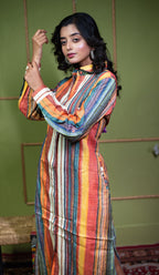 Aindri Chromatic Stripe Long Shirt Dress