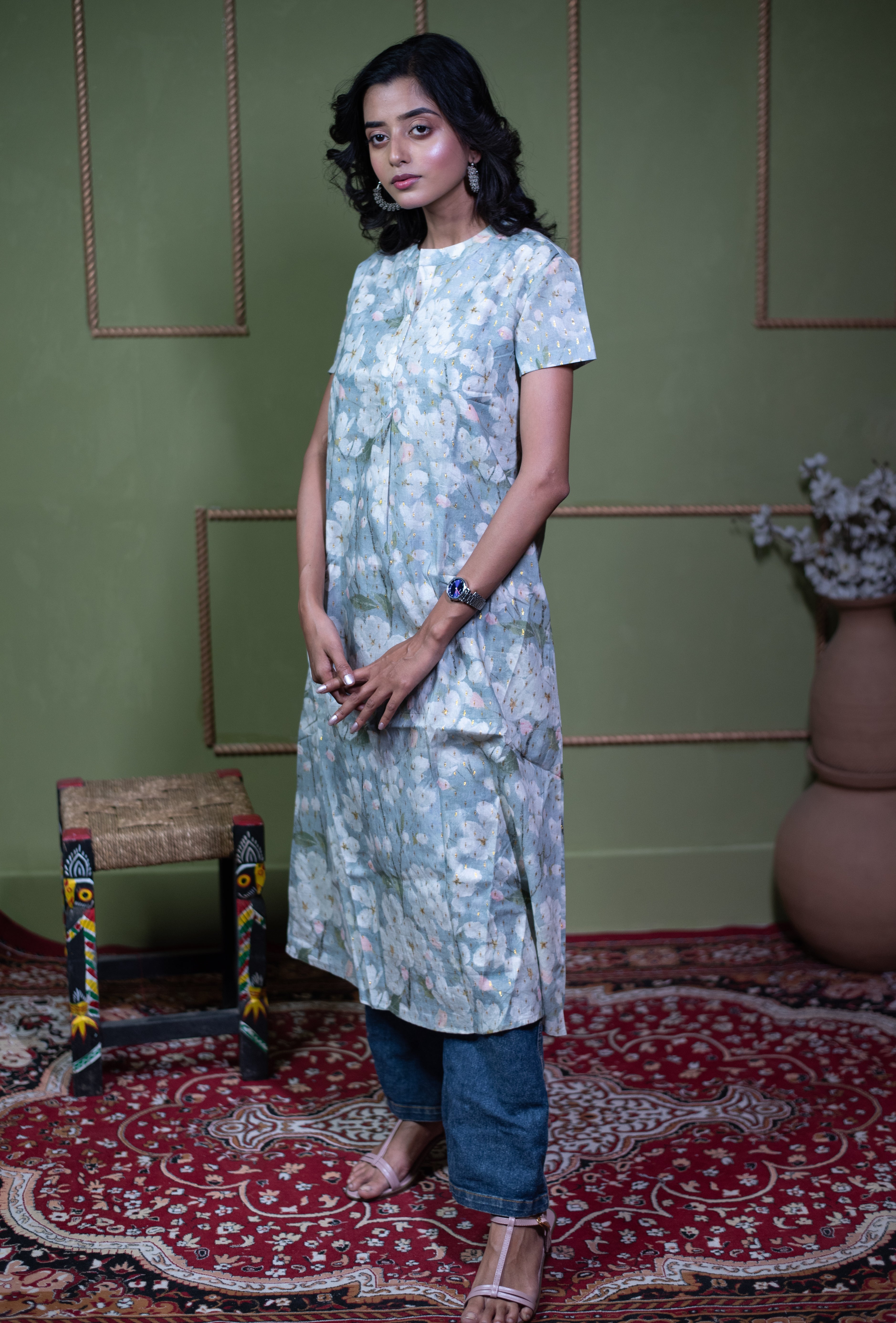 Kusum Midnight Tapestry – Cotton Jacquard One-Piece Dress