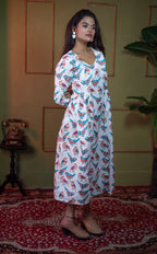 Tuku Whimsical Wings – Pure Cotton Gathered Midi Dress