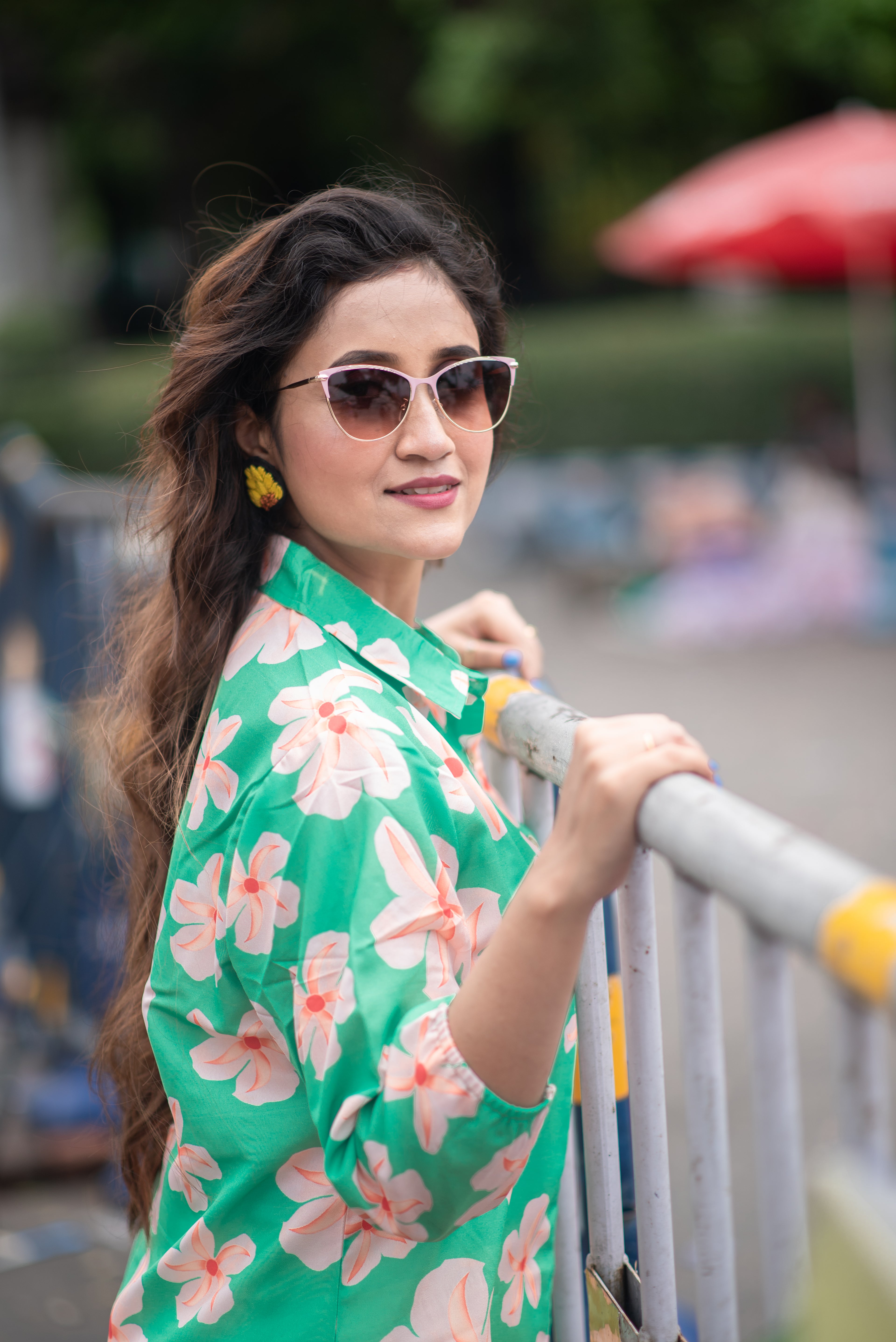 Kusum Mint Blossom – Pure Cotton Floral Shirt Top