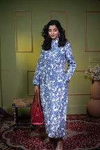 Kusum Indigo Bloom – Pure Cotton Long Shirt Dress
