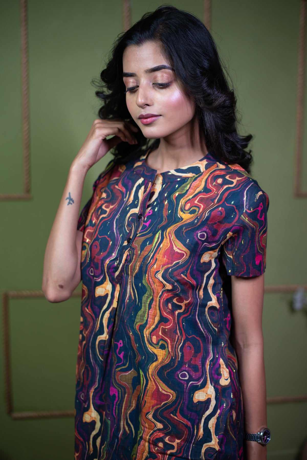 Aindri Liquid Canvas – Pure Cotton Jacquard Long Dress