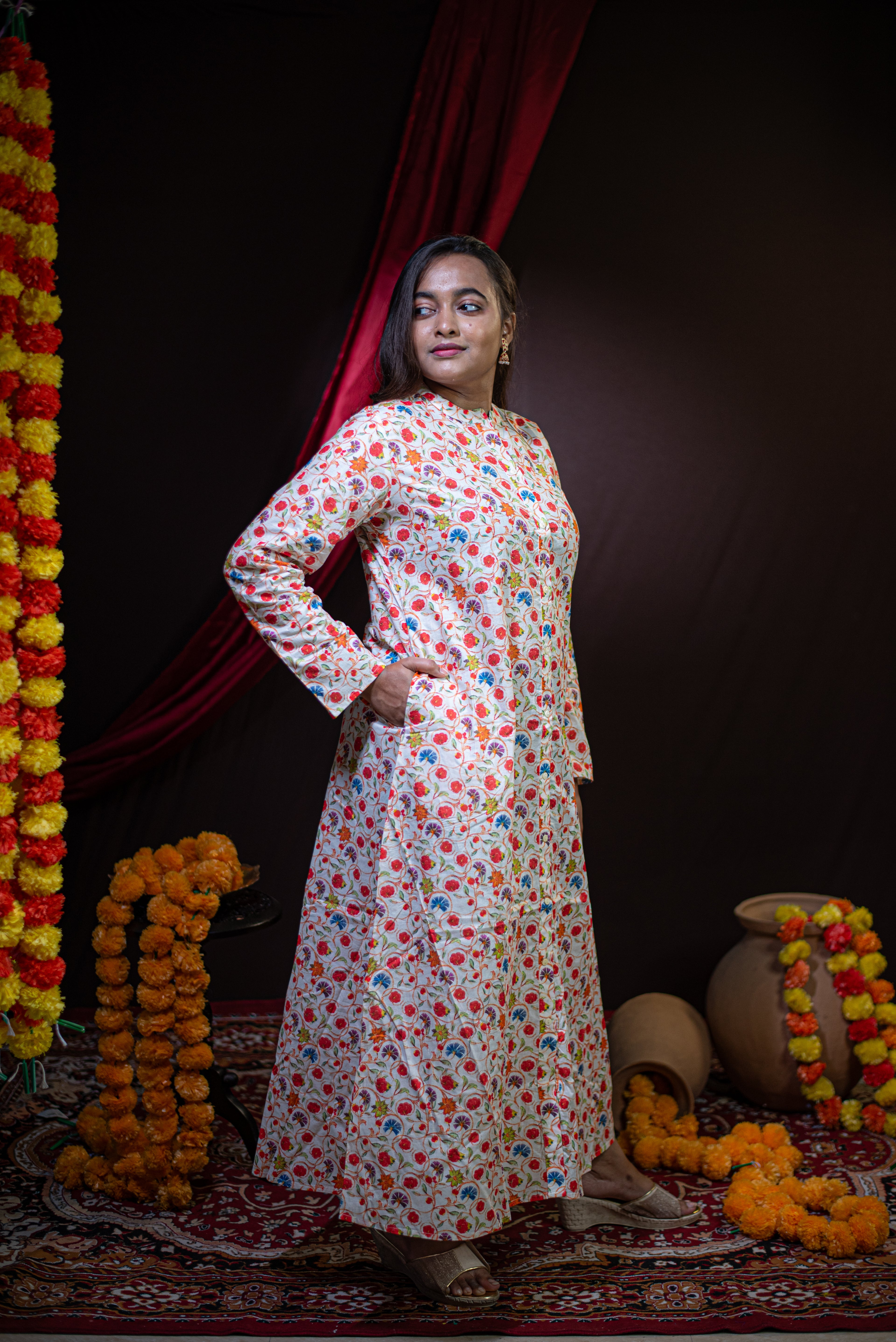 The Kusum Painted Trellis Long Dress