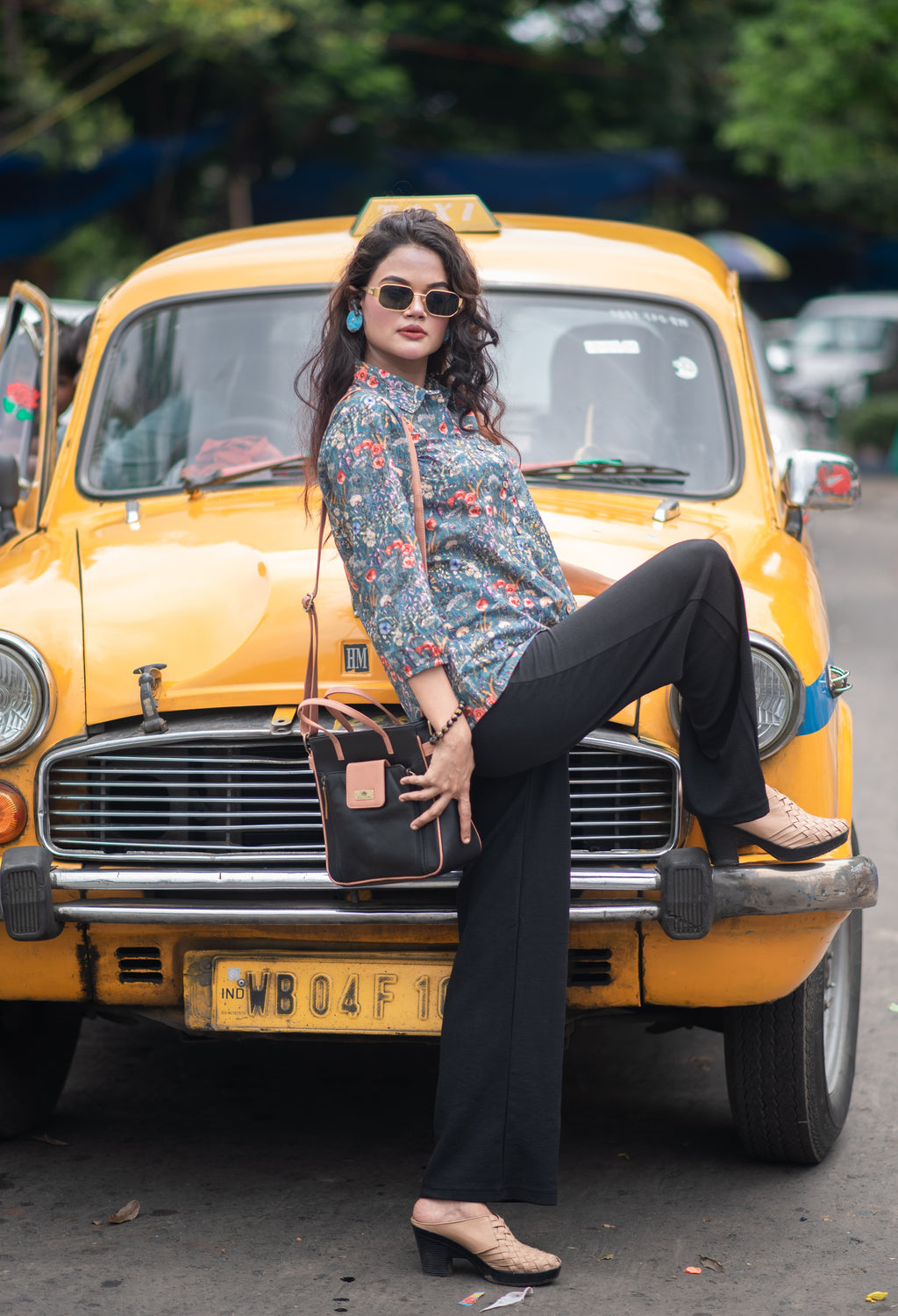 Kusum Midnight Meadow – Pure Cotton Floral Button-Down Shirt