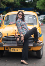 Kusum Midnight Meadow – Pure Cotton Floral Button-Down Shirt