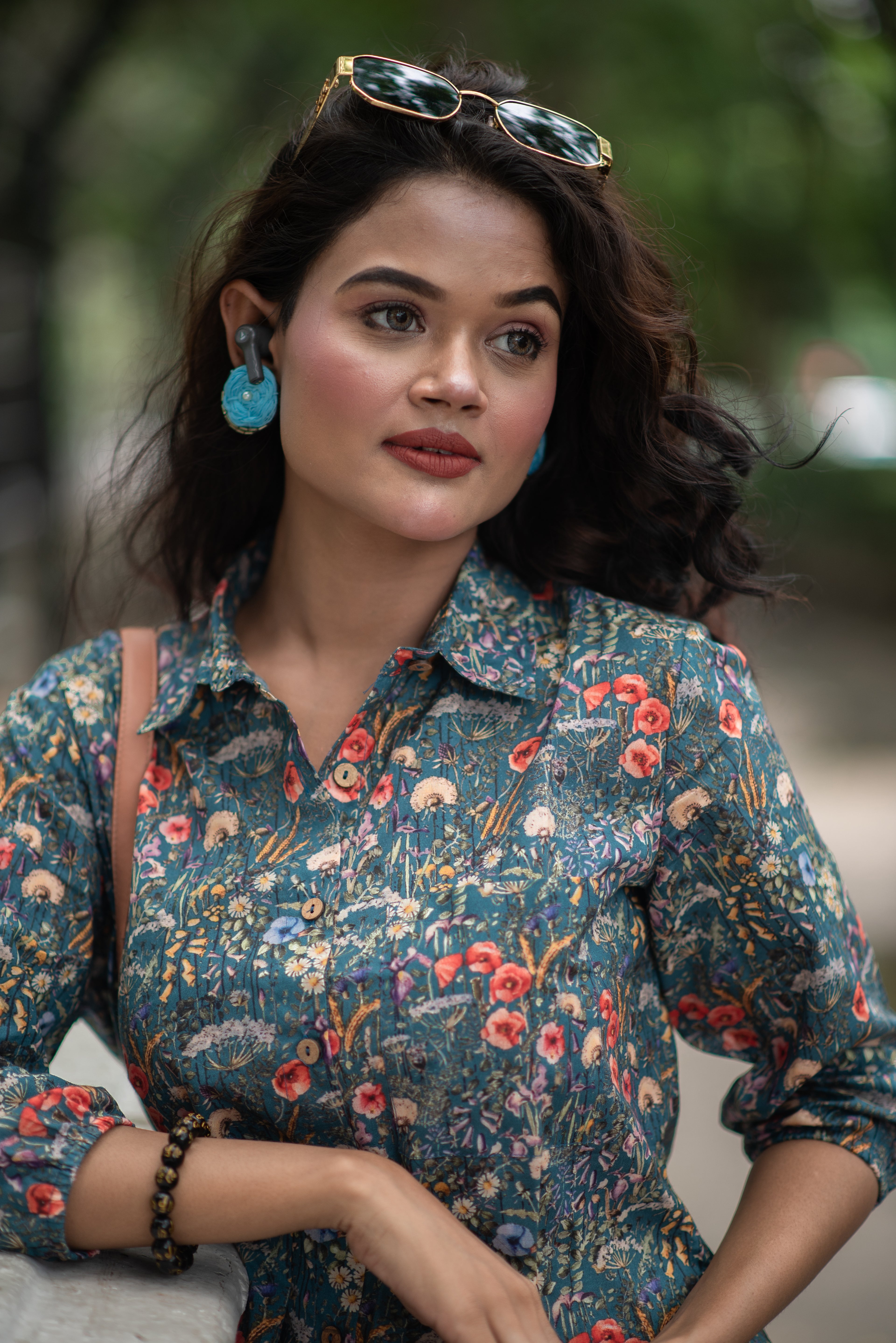 Kusum Midnight Meadow – Pure Cotton Floral Button-Down Shirt