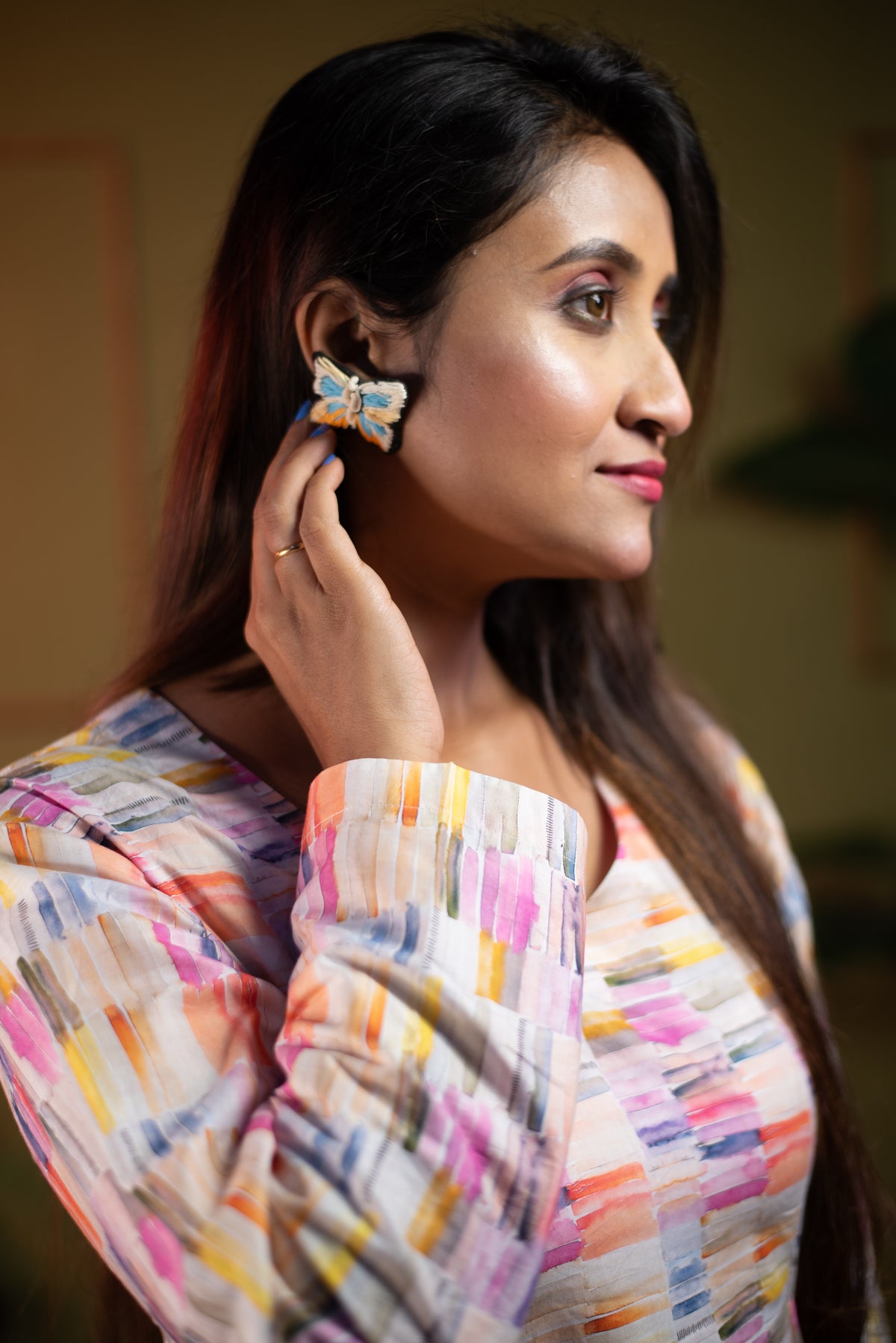 Aindri Watercolor Bloom Flare – Pure Cotton Modal Dress