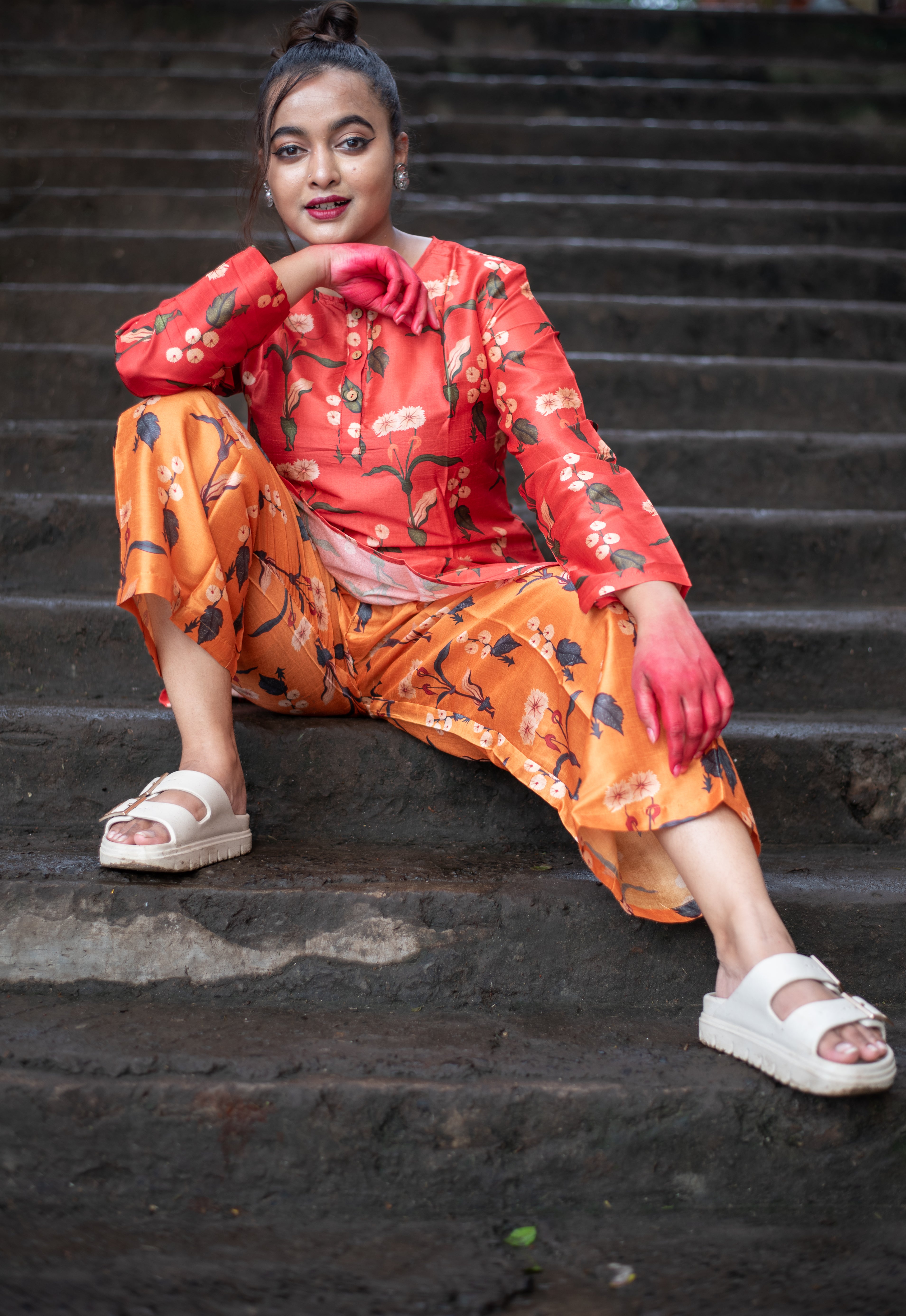 Kusum Floral Blended Silk Co-Ord Set