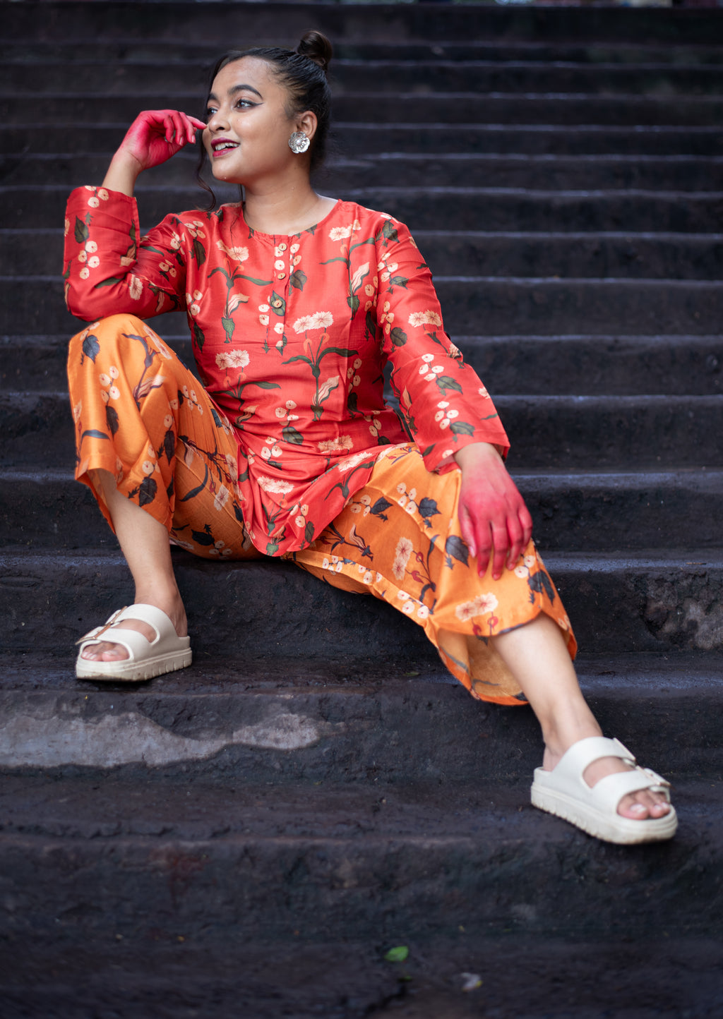 Kusum Floral Blended Silk Co-Ord Set