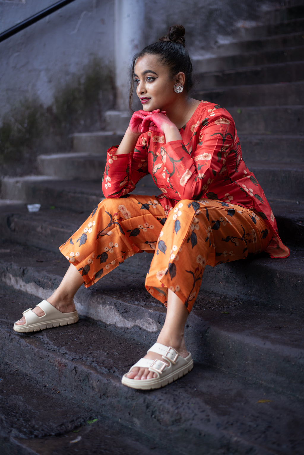 Kusum Floral Blended Silk Co-Ord Set