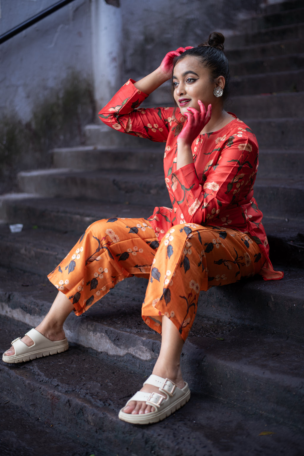 Kusum Floral Blended Silk Co-Ord Set